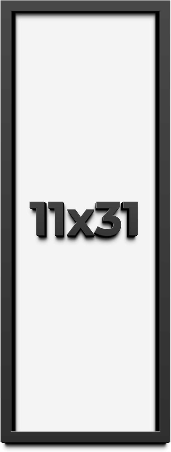 11x31 Shadow Box Frame Black | 1 Inch Deep Solid Wood Shadowbox Display | UV Resistant Acrylic Plexiglass, Acid Free Backing, Hanging Hardware | Dugan Picture Frame Style