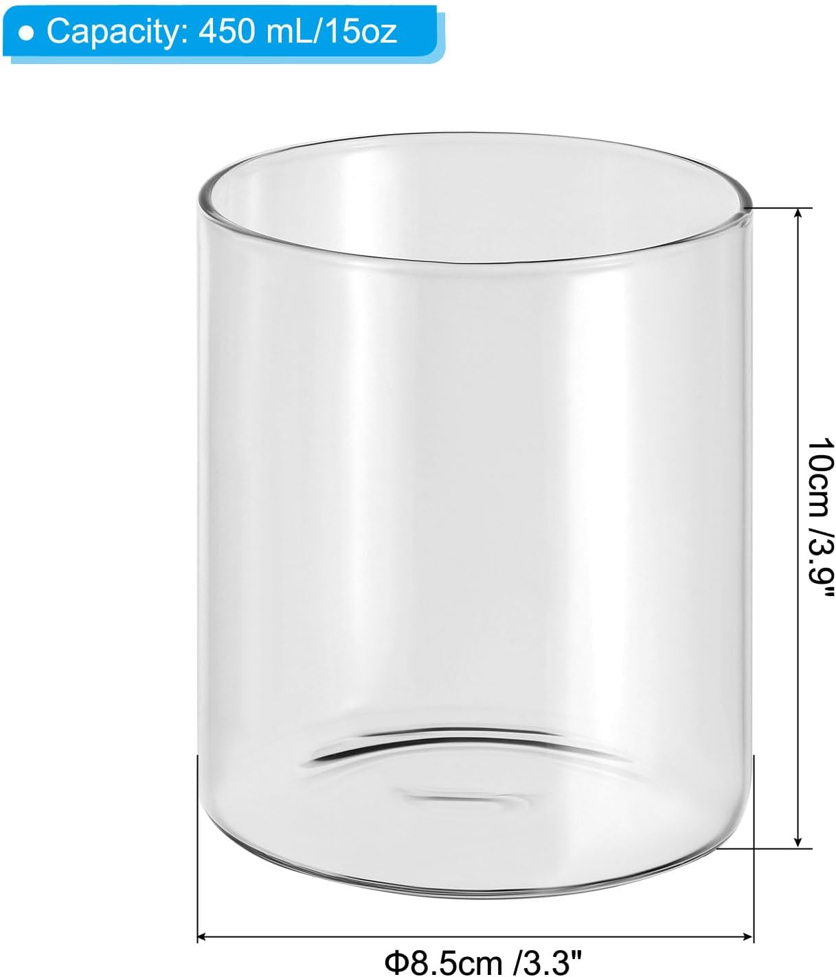 PATIKIL Clear Glass Cylinder Vase, 3.9" Tall and 3.3" Dia Tabletop Flowers Vase Floating Candle Holder Vase for Home Decor Wedding Centerpieces(15oz)