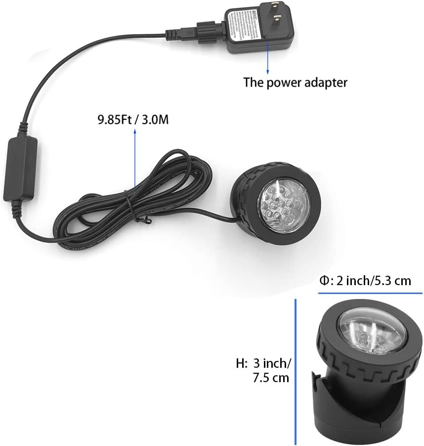 Colored Pond Lights with Timer, RGB Fountain Lights IP68 Waterproof Submersible Dimmable Outdoor Landscape Lights for Fish Tank Pond Fountain Garden, 1-Light