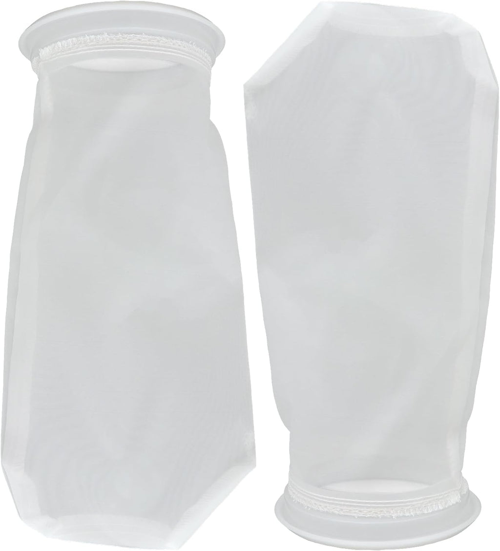 AQUA KT Aquarium 200um Micro Nylon Filter Sock Bag 4 Inch Ring Diameter 10 Inch Length for Fish Tank Filter System, Pack of 6