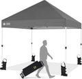 CROWN SHADES Pop Up Canopy Tent, 8x8 Commercial Canopy Tent with 4" Wheels, 4 Upgraded Weights, Patented Centerlock, 400D Strength Oxford Fabric, Sto'N Go Bag, Gray