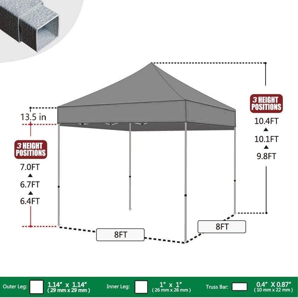 Eurmax USA 8'x8' Pop Up Canopy Tent Commercial Instant Canopies with Heavy Duty Roller Bag,Bonus 4 Sand Weights Bags (Purple)