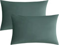 JELLYMONI Pillowcases Standard Set of 2 Cotton Envelope Pillow Covers Dark Green 20×26in Bed Pillow Cases 100% Washed Cotton Soft Breathable (Pillows are not Included)