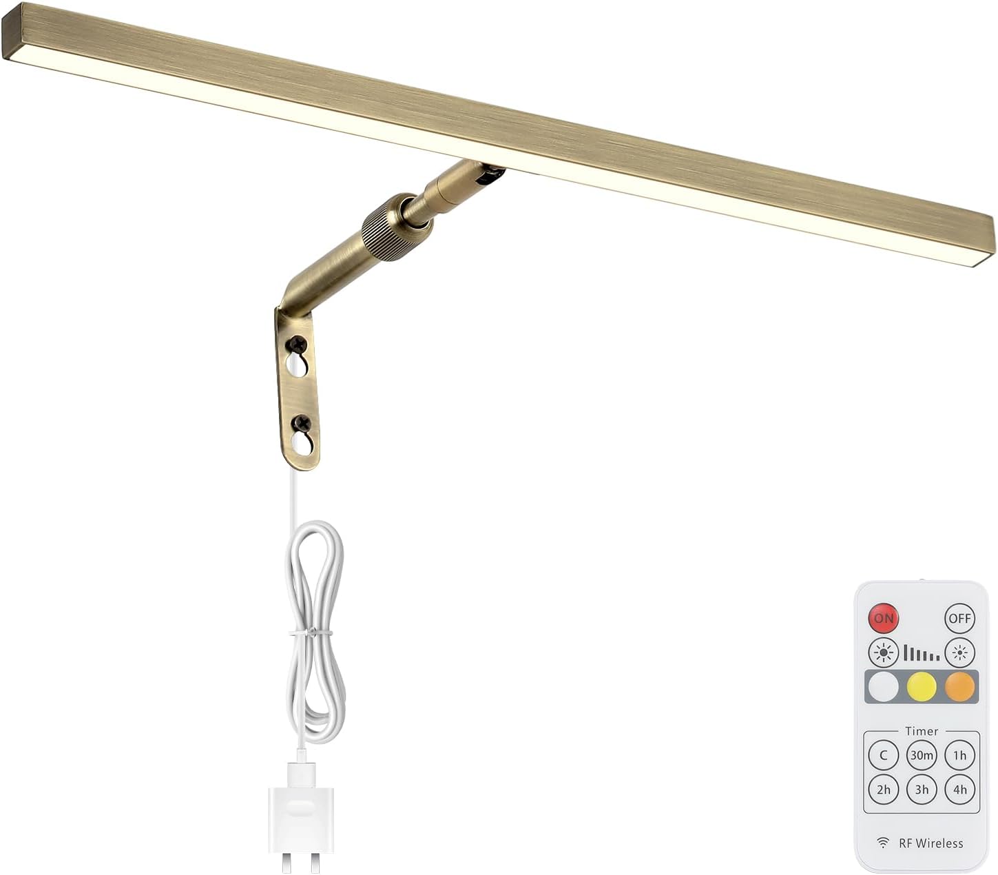 LED Picture Lights for Paintings Plug in, 16 Inch 4W Adjustable Art Light Gallery Wall Light for Display Art Work, Antique Brass Finish, CRI90+, 3000K Warm White