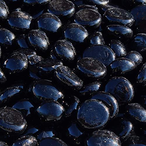 Reflective Fire Pit Glass Beads - Professional Grade Fire Glass for Fire Pit - 3/4" Firepit Glass Rock - Glass Stones - Gas & Propane Fireplace Glass (10 Pound, Black)