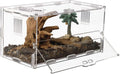 Acrylic Jumping Spider Enclosure Reptile Terrarium with Front Opening Door Reptile Tank for Tarantula Small Reptile (8x4.5x4.3inch)