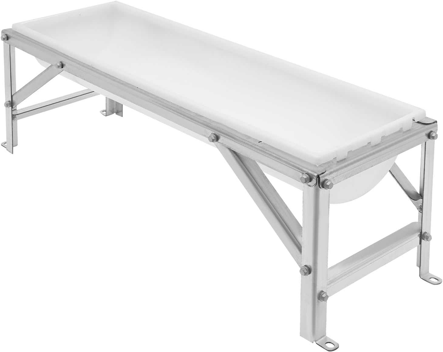39.4" Long Feeding Trough, 9.3 Gal Livestock Trough Galvanized Sheet Feeder Trough for Horse Goat Sheep Cattle Cow Alpaca (White)