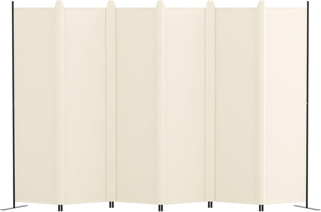 Kokorona 6 Panel Room Divider, 6FT Tall Folding Privacy Screen Wall Dividers, Portable Privacy Screen Freestanding Room Divider for Room Separation, Included - Cover Strips, Beige, 120''W x 72''H