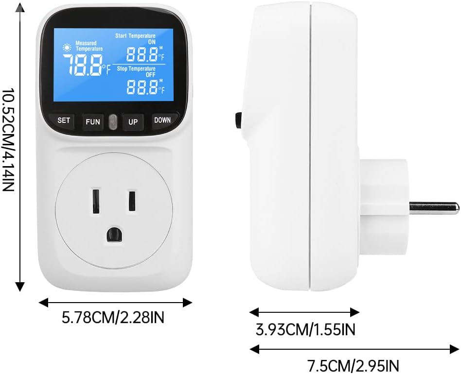 Diymore Plug in Digital Thermostat Temperature Controller,1800W,120V / 15A,-104℉~210℉, Heating Cooling Mode Solar Controller Incubator Thermometer Reptile Greenhouse Thermostat Pool Thermometer