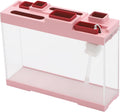 Tabletop Storage Fish Tank, 1Gal Modern Acrylic Betta Fish Tank Aquarium Kit with LED Lighting Desktop Acrylic Fish Tank Narrow Tabletop Fish Tanks for Home Office Decor, Bedrooms (Pink)