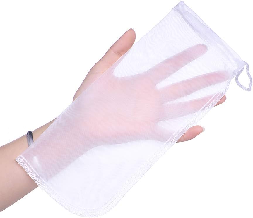 ALEGI Media Filter Bag Aquarium Extra Fine,Reusable 180 Micron Drawstring Mesh Filter Bags for Very Fine Resins Filter (10"*3.9" (3 Pack))