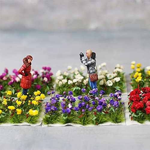 40 Pcs Flower Cluster Flower Vegetation Groups Grass Tufts Miniature Static Scenery Model for DIY Architecture Building Model Railway Train Diorama Garden Scenery Landscape Layout (Dark purple)
