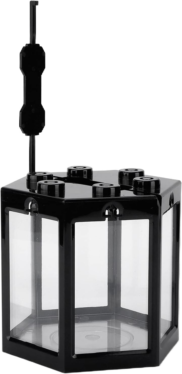 Zerodis Betta Aquarium Starter Kits, Small Aquarium Fish No Clean Corners Crystal-Clear for Fish-Loving Kids Betta Lovers for Home Office Decoration(Black)