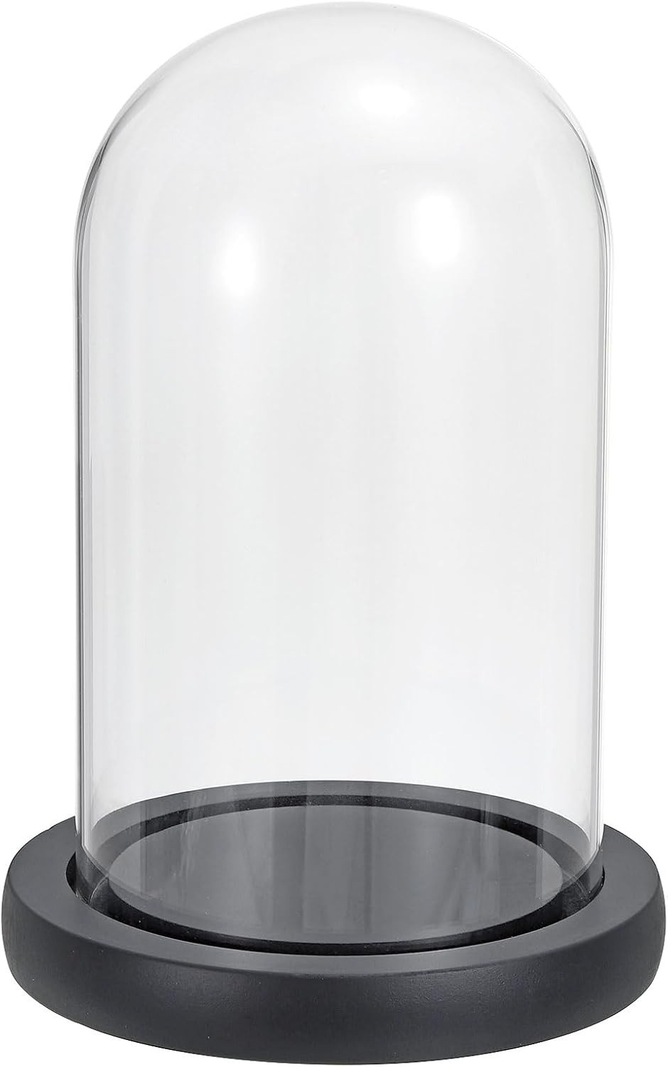 PATIKIL 9.8"x3.9" Clear Cloche Glass Dome, Glass Bell Jar Display Case Tabletop Centerpiece with Black Wooden Base for Christmas Home Decor