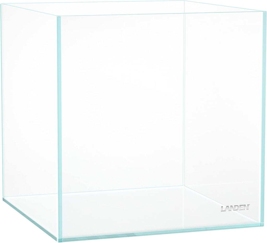 LANDEN 20C 2 Gallon Cube Rimless Low Iron Clear Aquarium Tank, All Glass Aquarium,Small Betta Fish Tank,W7.8×D7.8×H7.8 in(20x20x20cm) 5mm Thickness with Nano Foam Leveling Mat