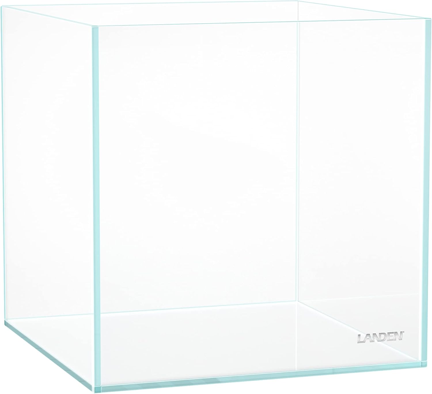 LANDEN 20C 2 Gallon Cube Rimless Low Iron Clear Aquarium Tank, All Glass Aquarium,Small Betta Fish Tank,W7.8×D7.8×H7.8 in(20x20x20cm) 5mm Thickness with Nano Foam Leveling Mat