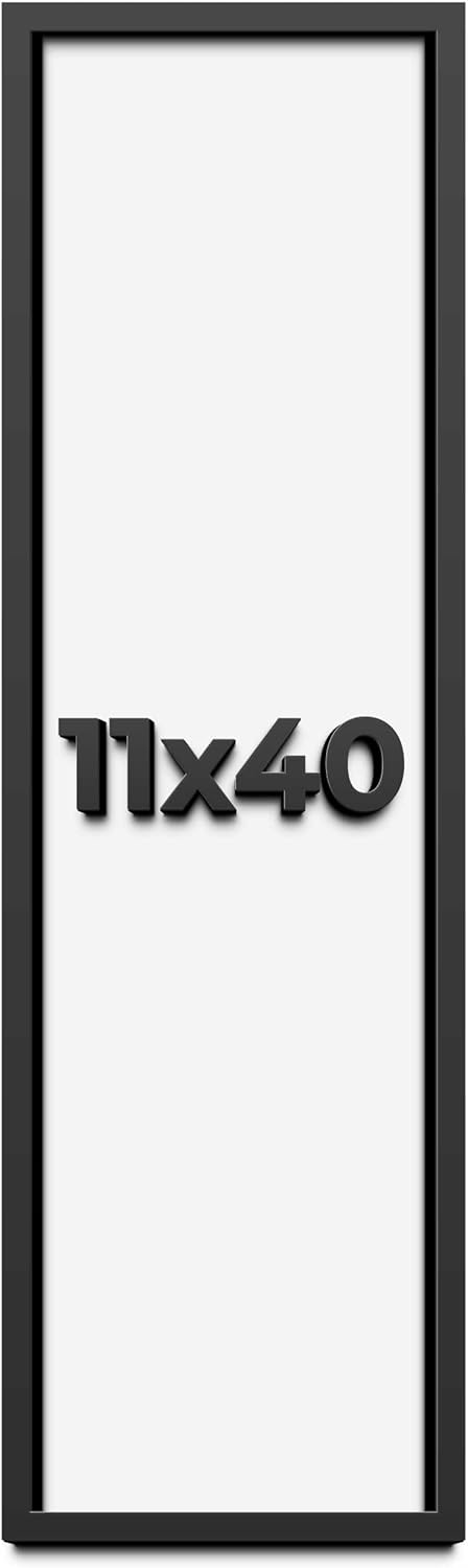 11x40 Shadow Box Frame Black | 1 Inch Deep Solid Wood Shadowbox Display Frame | UV Resistant Acrylic Plexiglass, Acid Free Backing, and Hanging Hardware | Dugan Picture Frame Style