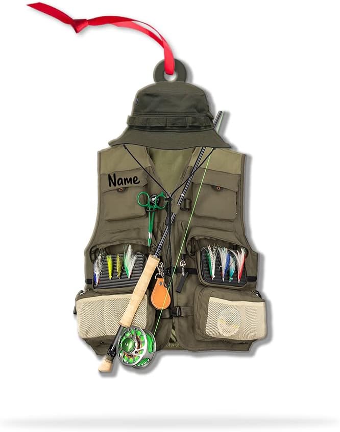 Personalized Fisherman Shirt 2D Flat Acrylic Ornament, Bass Fishing Christmas Ornament, Fishings Tools Keepsake, Fish Ornaments Fishing Man Decor Ornaments Fisherman Dad Gift 21