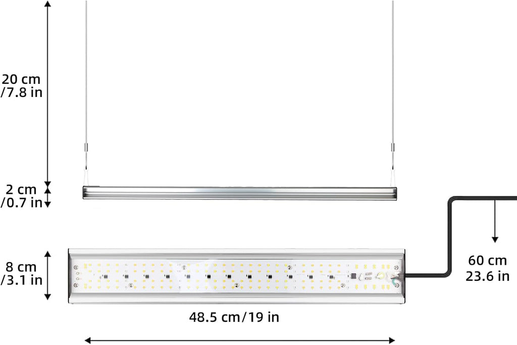 CANAGROW CG-400 LED Grow Lights for Indoor Plants, Upgraded Full Spectrum Plant Light with 5000K 3000K Daylight + 660nm Red Hanging Growing Lamps for Seed Starting Seedlings Succulents Vegetable