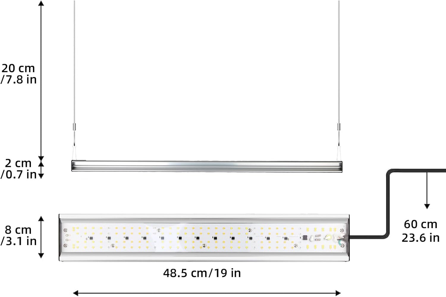 CANAGROW CG-400 LED Grow Lights for Indoor Plants, Upgraded Full Spectrum Plant Light with 5000K 3000K Daylight + 660nm Red Hanging Growing Lamps for Seed Starting Seedlings Succulents Vegetable