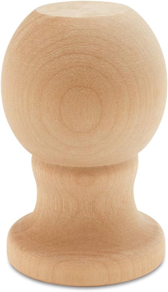 Wooden Flag Pole Finials, 3-inch Wood Flag Pole Topper with 1-inch Hole, Pack of 12 Craft Finials, by Woodpeckers