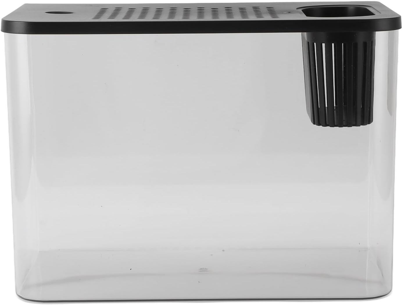 Small Fish Tank Plastic Clear Ecological Desktop Aquarium Miniature Design Space Saving for Goldfish Shrimp Betta Fish Turtle Living Room Desktop 12.4 Inch (Black)