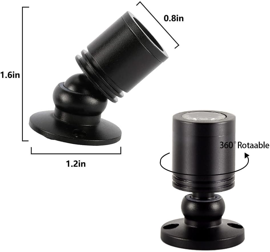Dimmable 12V LED Mini Spotlights for Display - 1.5W Neutral 4500K, Small Spotlights for Displays with Dimmer, Black - Set of 6