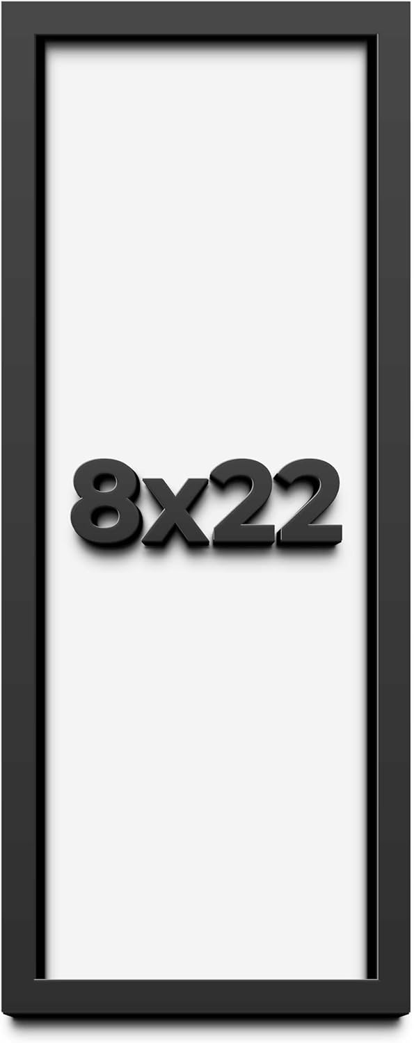 8x22 Shadow Box Frame Black | 1 Inch Deep Solid Wood Shadowbox Display | UV Resistant Acrylic Plexiglass, Acid Free Backing, Hanging Hardware | Dugan Picture Frame Style