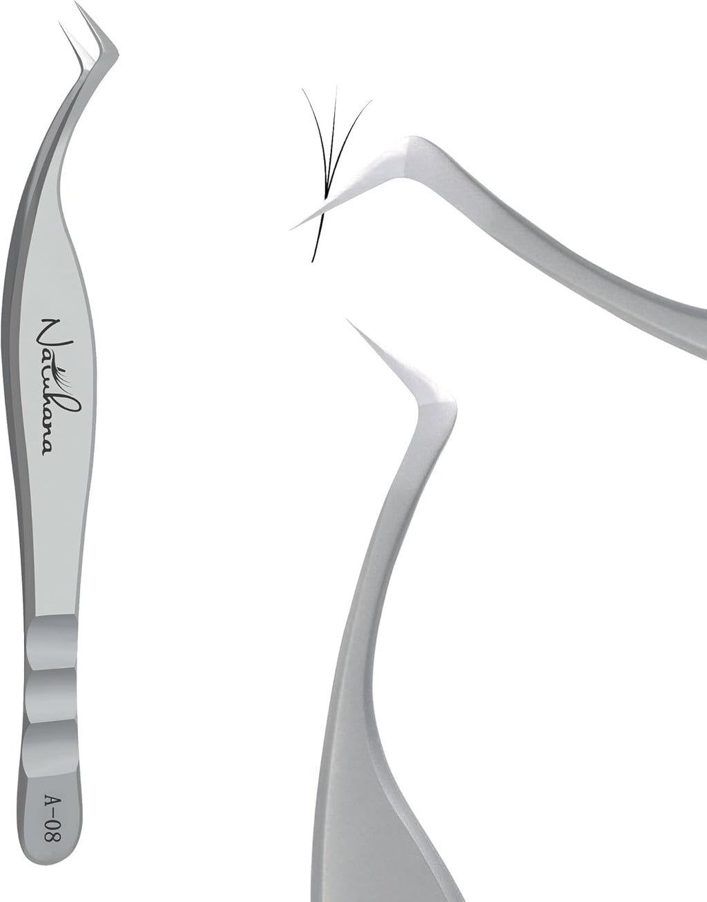 High Precision Lash Tweezers for Individual and Volume Eyelash Extensions Premium Stainless Steel Curved Fiber Tip Professional Isolation Tweezer