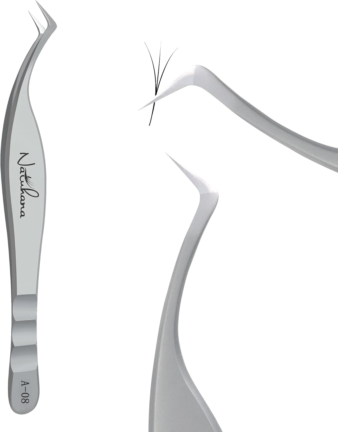 High Precision Lash Tweezers for Individual and Volume Eyelash Extensions Premium Stainless Steel Curved Fiber Tip Professional Isolation Tweezer