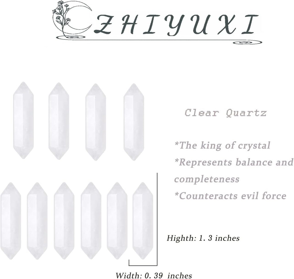 ZHIYUXI 20 Pcs Clear Quartz Crystals Healing Crystals Wand Gemstone Tumbled Polished Energy Reiki Healing Stone Wholesale Crystal Wand Meditation DIY Decor Gifts