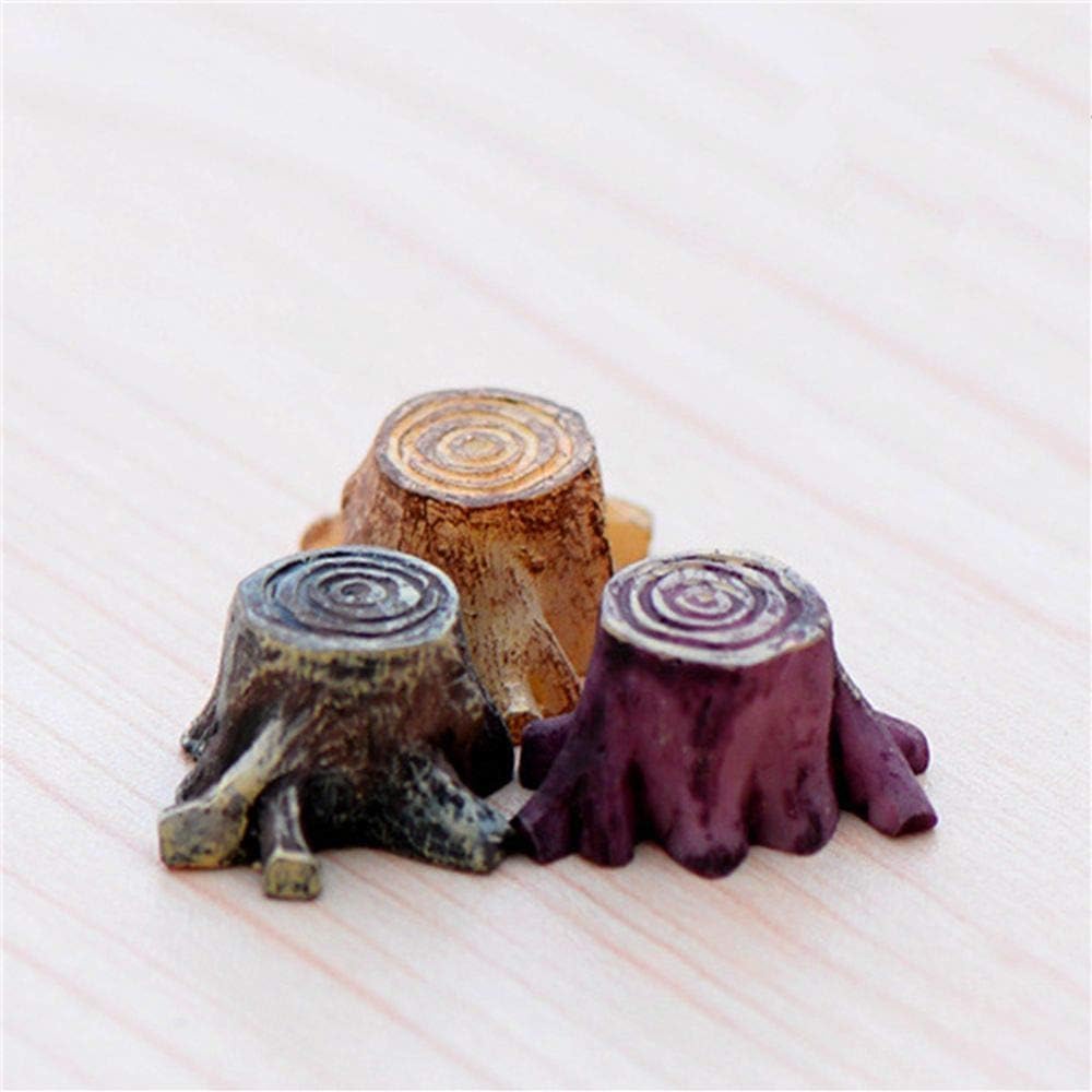 3Pcs Artificial Tree Stump Mini Garden Figurines Stumps Ornaments Mini Root Stump Fairy Garden Miniatures Gnomes Moss Terrariums Resin Crafts Figurines for Home Decoration Accessories