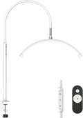 Half Moon Light with Clamp, LED Manicure Table Lamp, Desk Lamp for Nail Desk, Eyelash Extensions, Skincare and Tattoo, 5 Brightness Levels and 5 Color Modes, Remote Control (White)