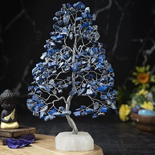 Lapis Lazuli Crystal Tree of Life - Chakra Tree of Life, Natural Quartz Base, Handmade Gemstone Tree, Feng Shui Tree, Crystal Decoration, Money Tree, Spiritual Gift, Healing Crystal Tree, Chakra Decor
