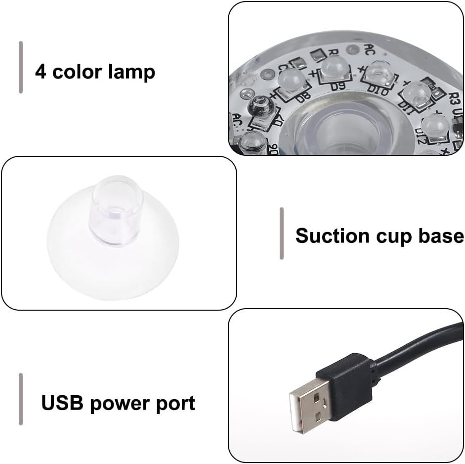 Fish Tank Light, Waterproof LED Aquarium Submersible Light USB Multicolor Decoration Light with Suction Cup for Fish Tanks Coral Tanks Aquatic Plant Tanks