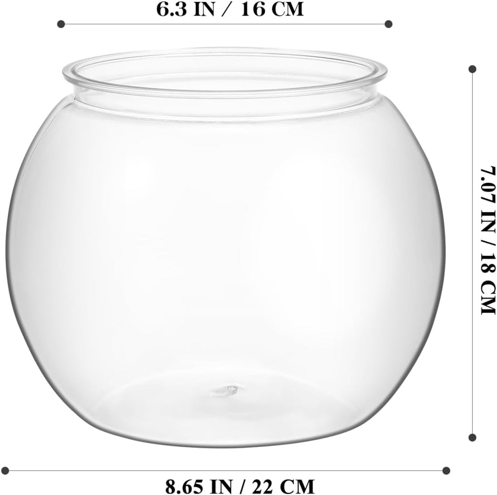 Balacoo Fish Bowl Plastic Transparent Round Fish Tank Desktop Small Aquarium Clear Bubble Bowl Goldfish Turtle Tank Hydroponic Planter Container