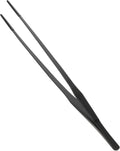 Reptile Feeding Tongs, Stainless Steel Lizard Feeding Tongs, Aquarium Straight Feeding Tweezers for Reptiles with Rubber Tip, Terrarium Feeding Tong for Gecko, 14.96" Length, Black