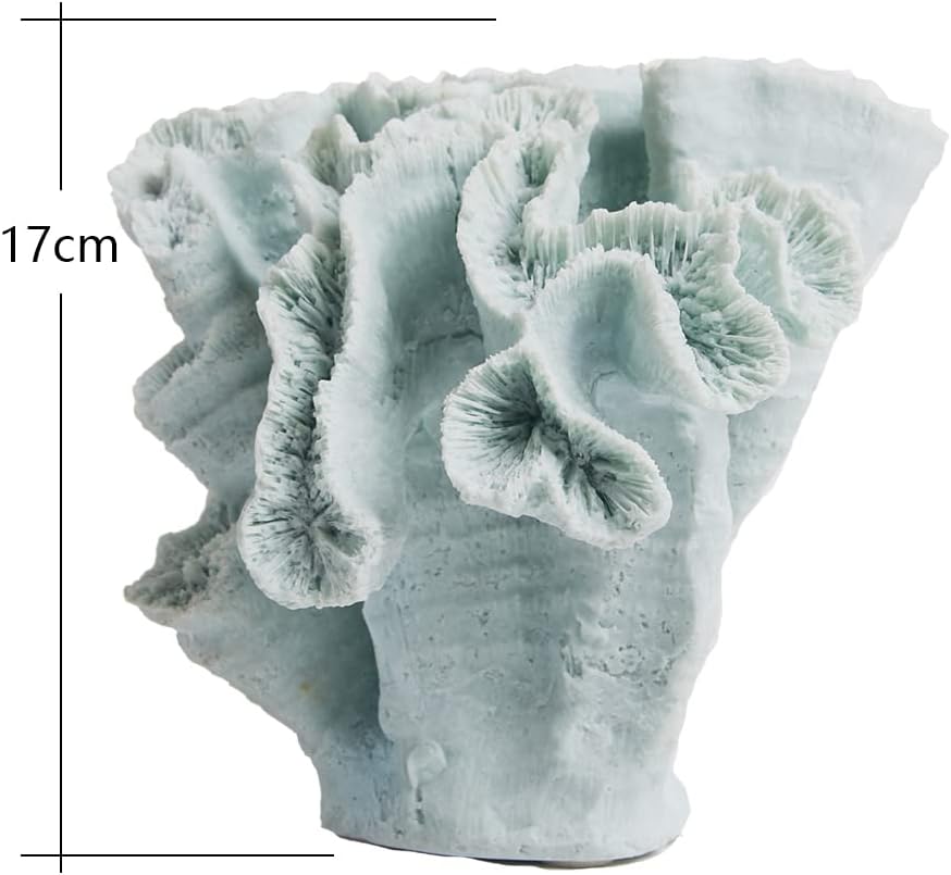 HAUCOZE Artificial Coral Decor Ocean Sculpture Arts Modern Gifts Polyresin Blue 7.5 inch