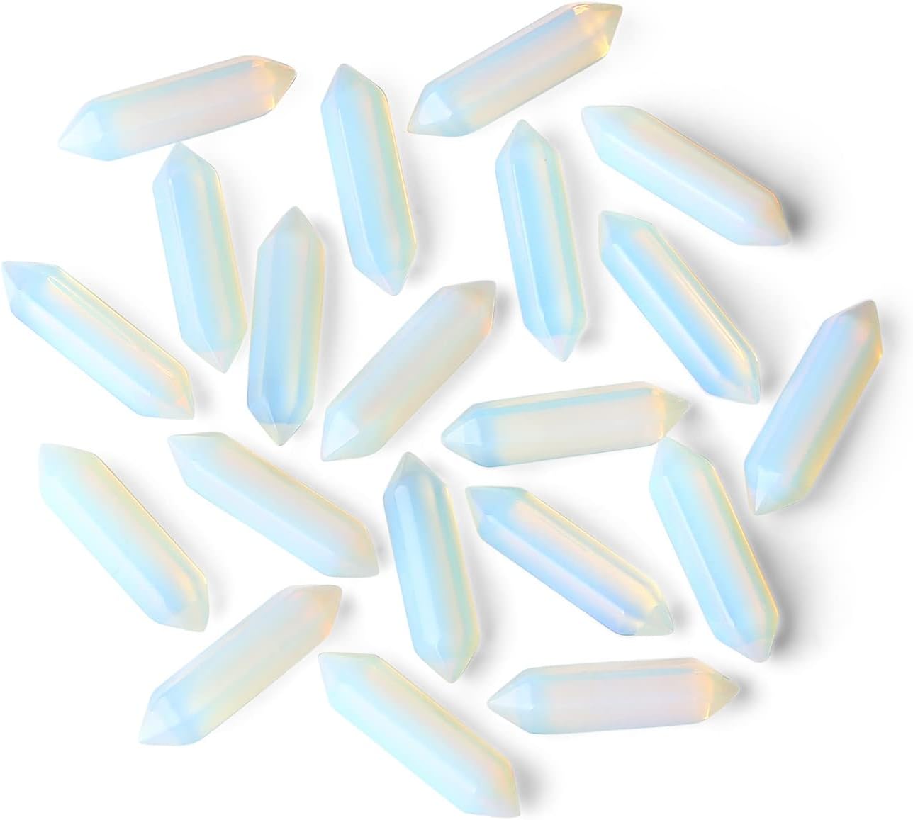 ZHIYUXI 20 Pcs Opal Crystals and Stones Opalite Healing Crystals and Healing Stones Magic Crystal Wand Reiki Witchcraft Therapy Meditation Accessories Decor Gifts