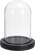 PATIKIL 4.7"x3.1" Clear Cloche Glass Dome, Glass Bell Jar Display Case Tabletop Centerpiece with Black Wooden Base for Christmas Home Decor
