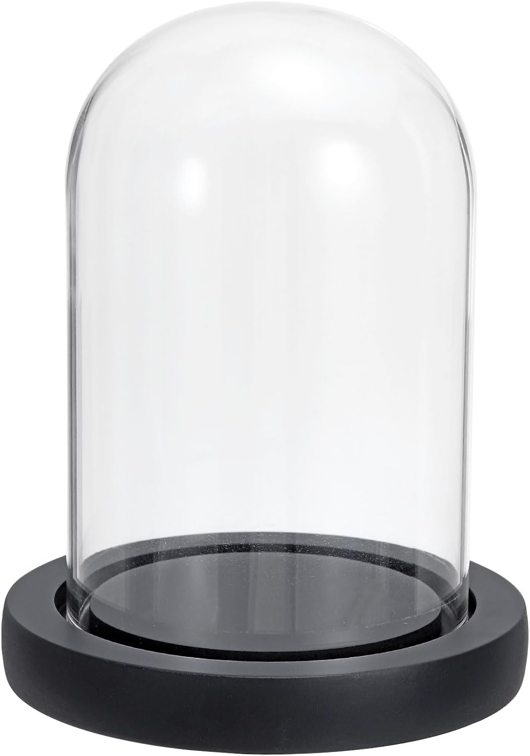 PATIKIL 4.7"x3.1" Clear Cloche Glass Dome, Glass Bell Jar Display Case Tabletop Centerpiece with Black Wooden Base for Christmas Home Decor