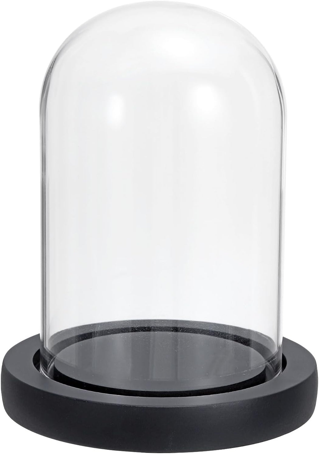 PATIKIL 4.9"x3.6" Clear Cloche Glass Dome, Glass Bell Jar Display Case Tabletop Centerpiece with Black Wooden Base for Christmas Home Decor