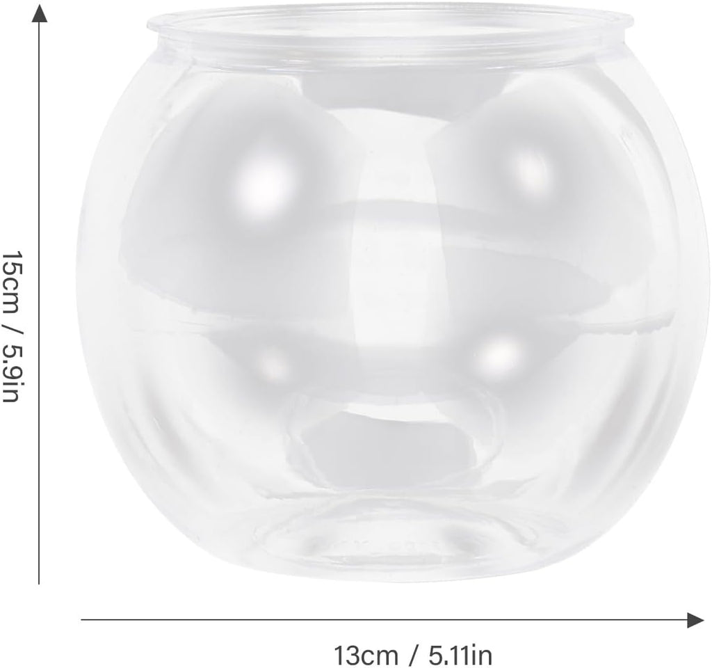 POPETPOP Small Fish Tank Goldfish Bowl - Transparent Plastic Round Bowl - Aquarium Terrarium Hydroponic Planter Fish Bowl for Centerpieces Goldfish Tank Desk Bookcase Decorations (Pack of 2)