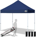Eurmax USA Standard 10x10ft Patio Pop Up Canopy Tent for Outdoor Events Commercial Instant Canopies with Heavy Duty Roller Bag,Bonus 4 Canopy Sand Bags(Navy Blue)