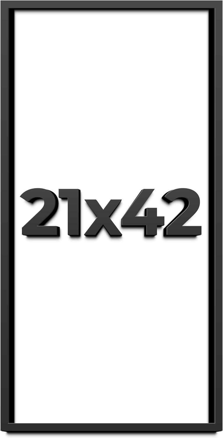 21x42 Shadow Box Frame Black | 1 Inch Deep Solid Wood Shadowbox Display Frame | UV Resistant Acrylic Plexiglass, Acid Free Backing, and Hanging Hardware | Dugan Picture Frame Style