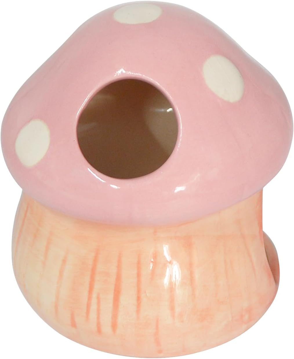 Mushroom Fish Tank Decor, Ceramics Aquarium Shrimp Cave, Betta Hideout Decoration, Cottage Ornament Goldfishes Pleco Cave for Fish Tank Landscape Hideaway Spawning Decor - Pink
