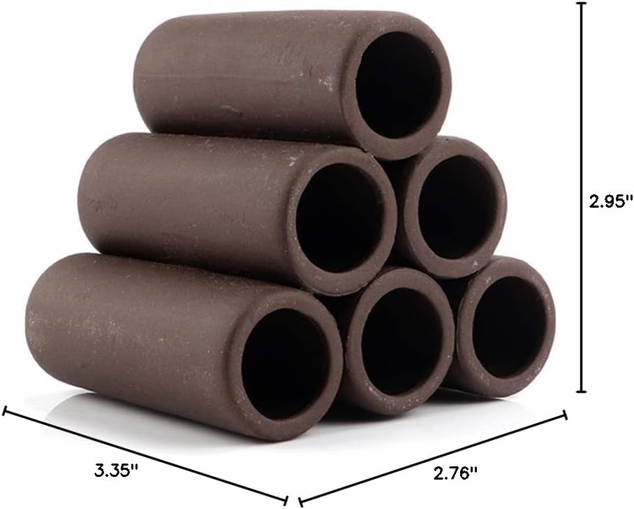 Norgail Handmade Brown Ceramic Shelters - Shrimp Habitat, Breeding Tube, Hiding cave - Hideaway Pipes Reduce Stress, Encourage spawning - Decorative Aquarium Accessories 1PCS