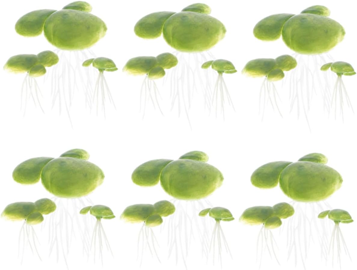 18pcs Artificial Duckweed Floating Aquarium Plants Plastic Fish Tank Decor for Freshwater Tanks Providing Shade and Natural Landscape Effect