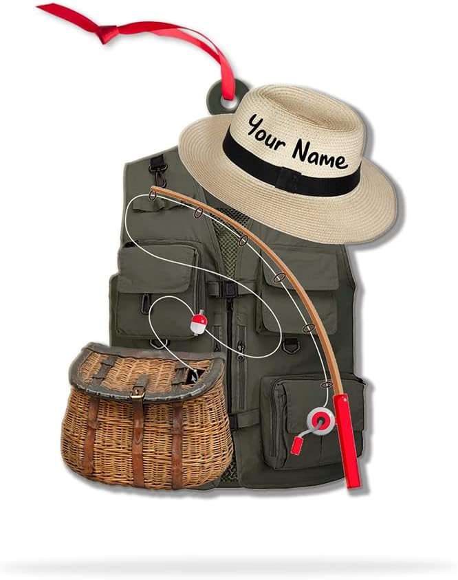 Personalized Fisherman Shirt 2D Flat Acrylic Ornament, Bass Fishing Christmas Ornament, Fishings Tools Keepsake, Fish Ornaments Fishing Man Decor Ornaments Fisherman Dad Gift 19