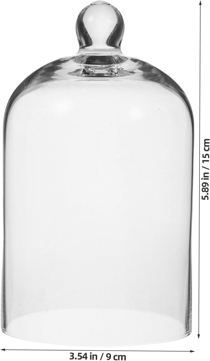 POPETPOP Glass Cloche Dome Bell Jar Display Case Glass Display Dome Terrarium Jar for Plants Collectible Figure （Only single cover）